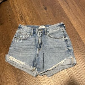 Raw hem denim shorts